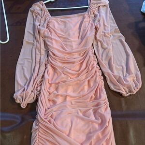 Amazon Blush Ruched Midi Dress